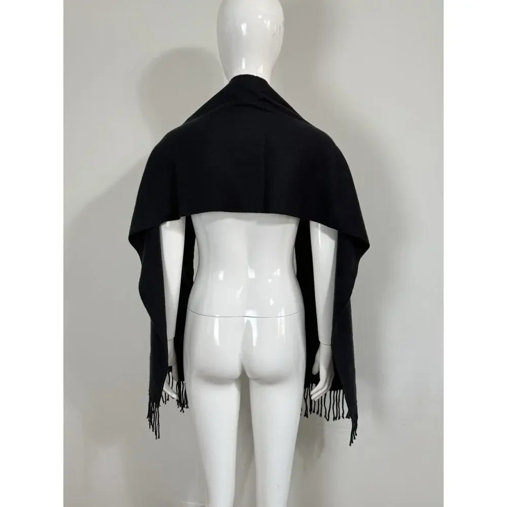100% Cashmere Black Scarf 12x67 Solid Soft Warm Winter Fringed Shawl Wrap Unisex
